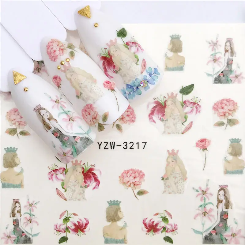 YZW-3217 LCJ 1 шт. наклейки для ногтей сливы/цветок/свинья/Животные/мультфильм Клей DIY маникюр слайдер для ногтей Советы Декоративные наклейки - Цвет: YZW-3217