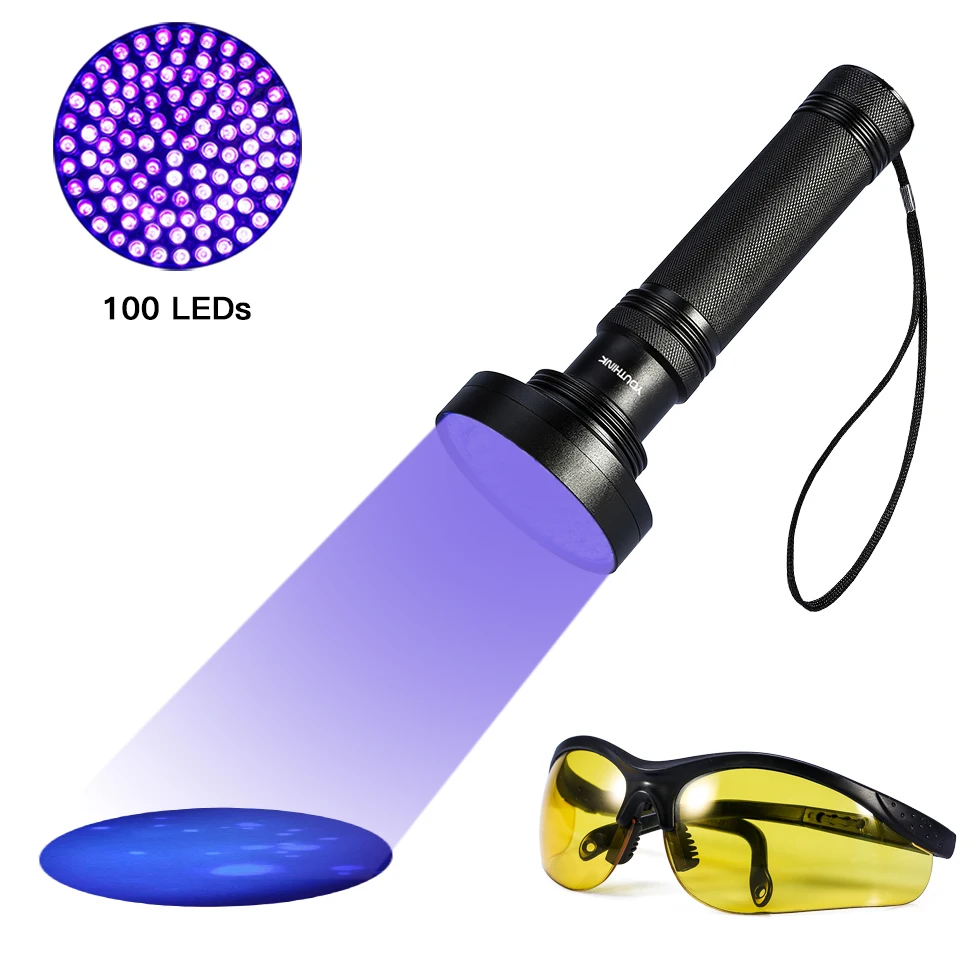 УФ 100LED вспышка светильник фонарь светильник 395-400nm ультрафиолетовый светильник черный светильник УФ лампа фонарь для собак мочи домашних животных пятна и кровать горячая распродажа
