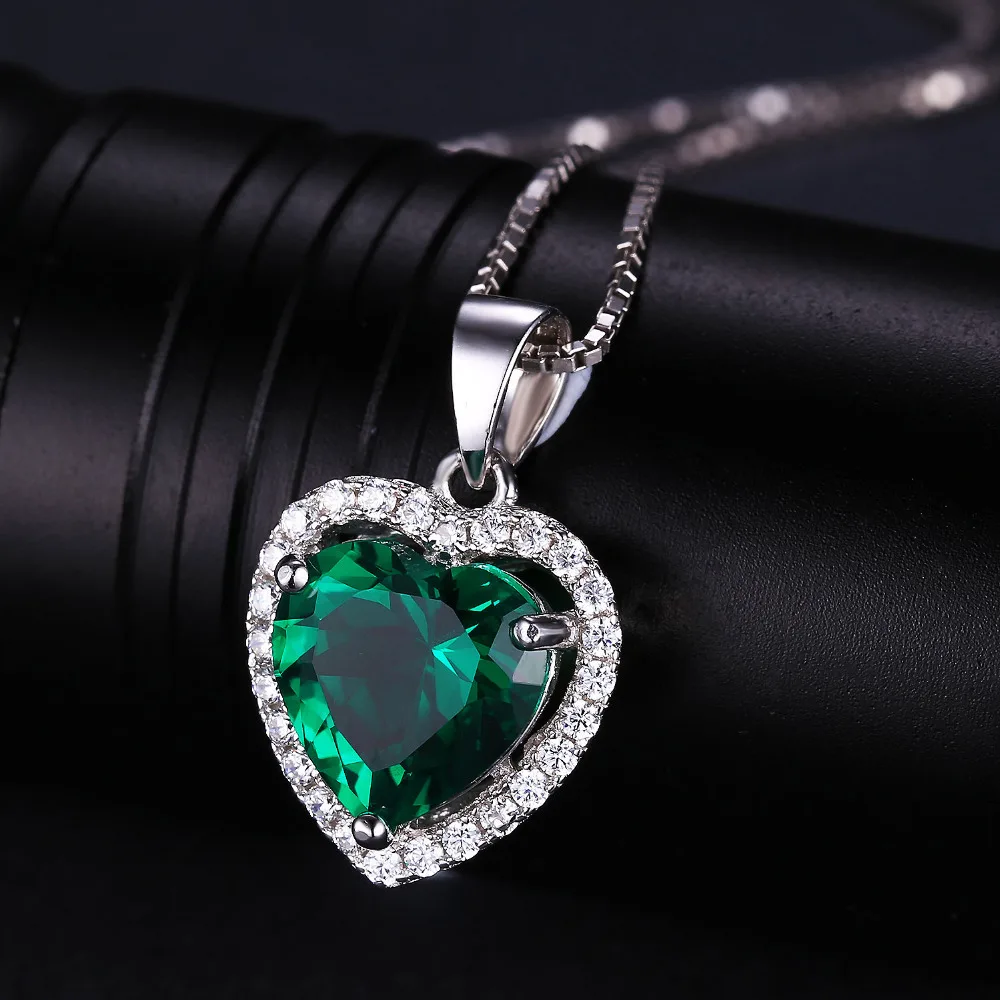 JewelryPalace Heart Of Ocean 2.4ct Green Created Emerald Love Forever Halo Pendant 925 Sterling Silver No Chain | Украшения и