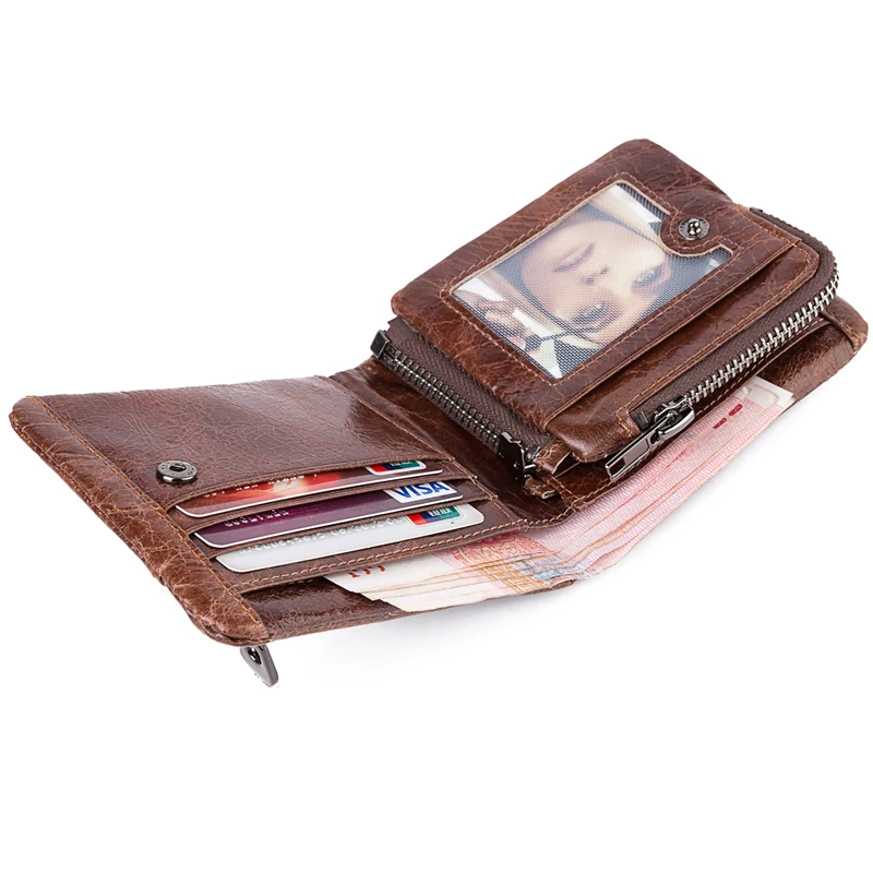 Мужские кошельки из натуральной кожи фирменный логотип дизайн на молнии