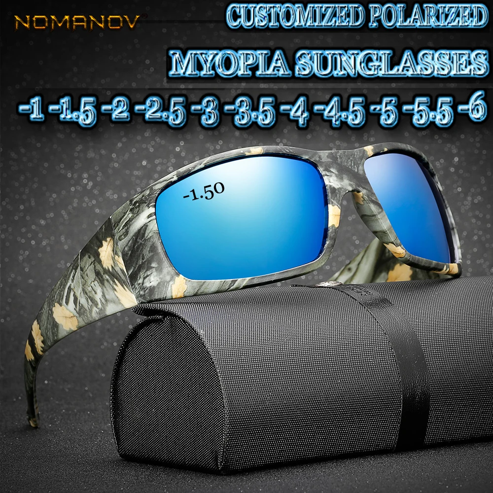 2019 Custom Made Myopia Minus Prescription Polarized Lens Summer Style Camo Sports Outdoor Driving Fish Sunglasses -1 To -6