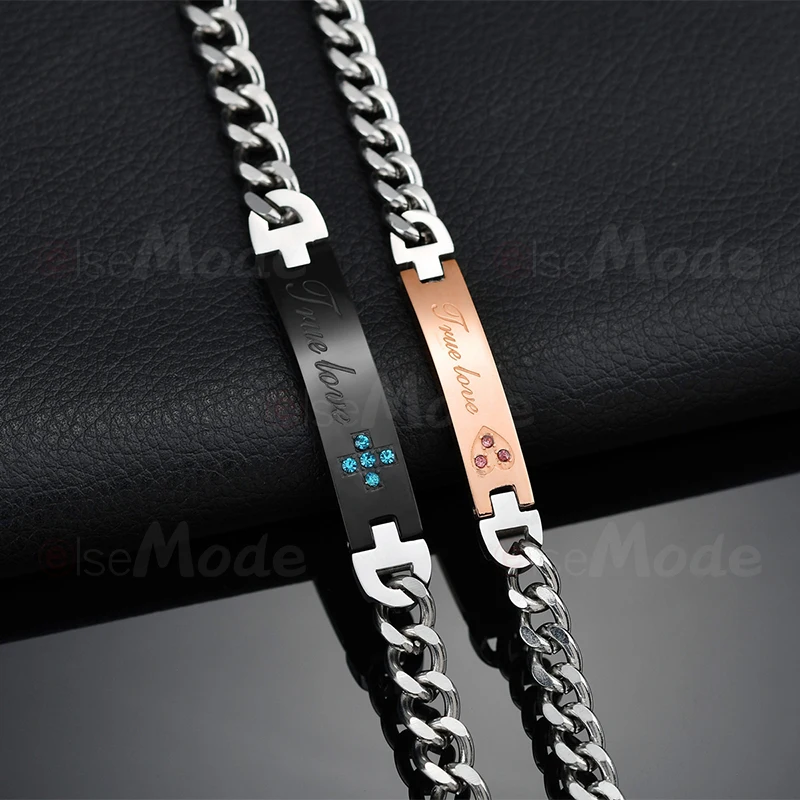 Браслеты ELSEMODE с надписью True Love для влюбленных браслеты сердцем и крестом из