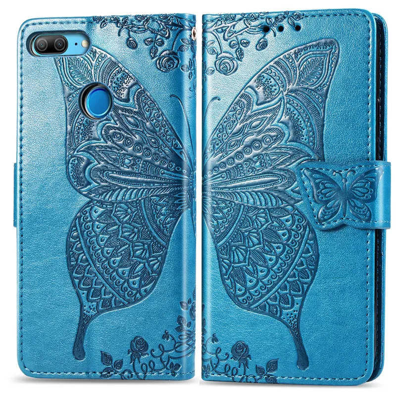 Light Blue Умный FIG-LX1 чехол huawei P, мягкий силиконовый роскошный кожаный чехол с 3D бабочкой, флип-чехол для huawei P Smart, чехол 5,65 - Цвет: Light Blue