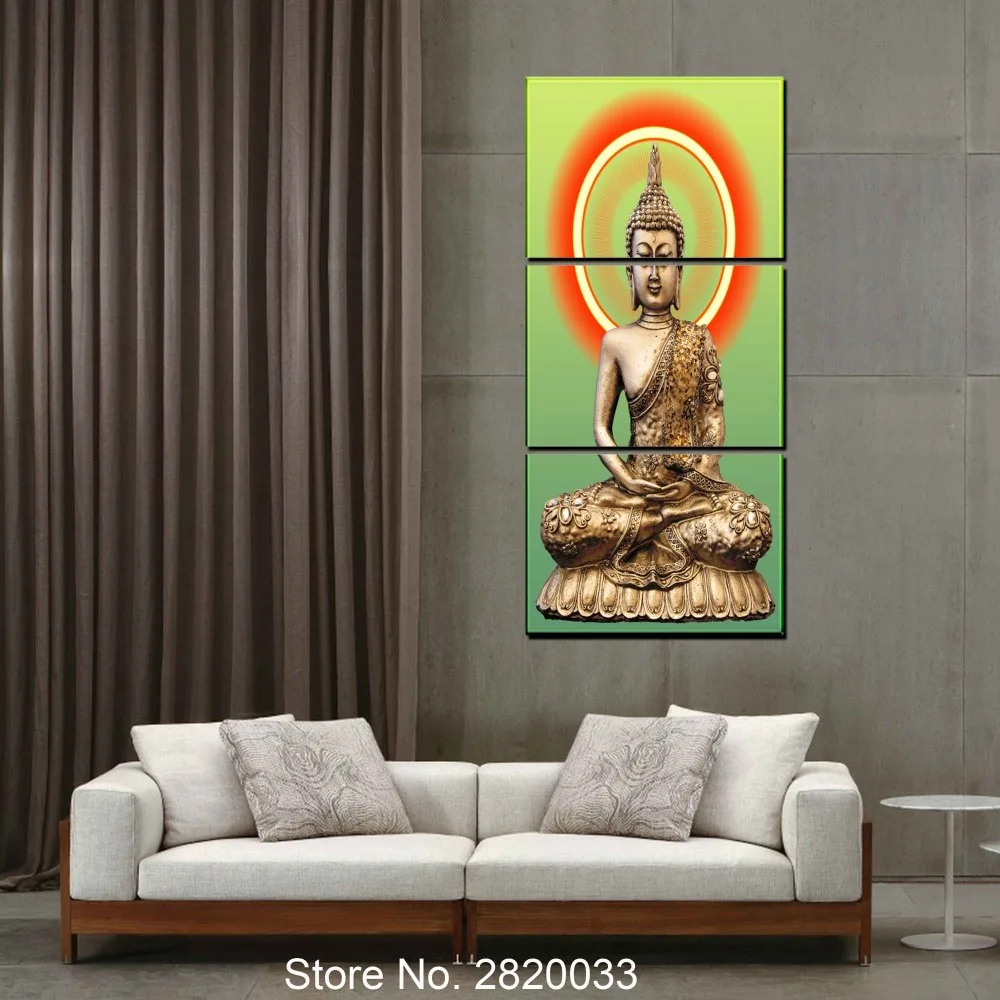 Золотые блестящие Будда Wall Art HD Художественная печать на холсте Картина