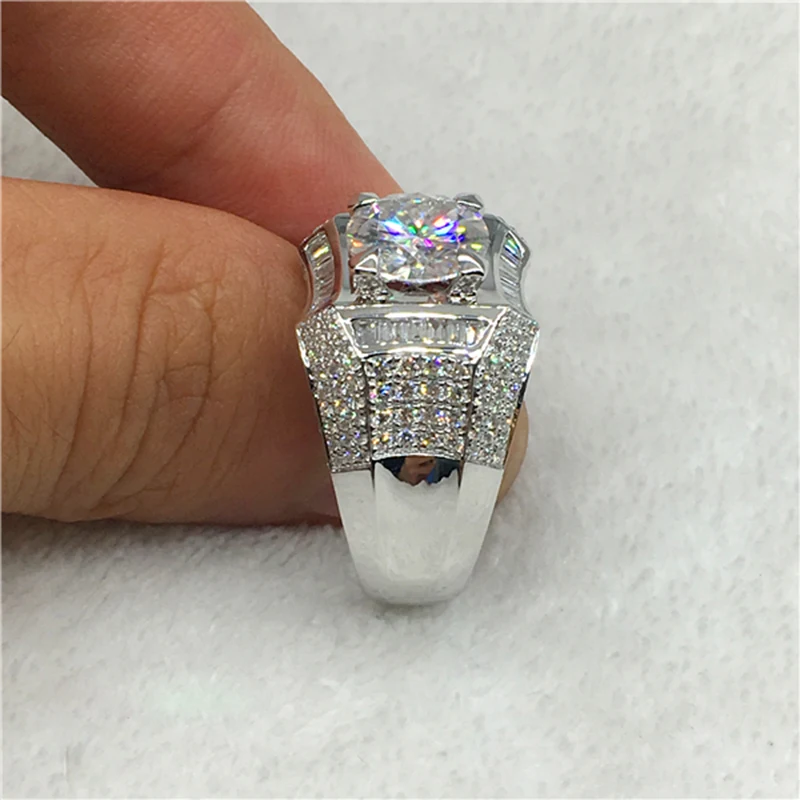 Твердое 18 K 750Au 1ct Белое золото Moissanite алмаз мужское кольцо D Цвет VVS с национальным сертификатом
