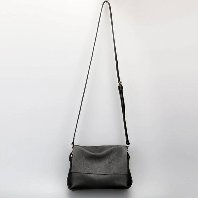 Сумка мессенджер YESIKIMI Женская маленькая черная из натуральной кожи|bag genuine