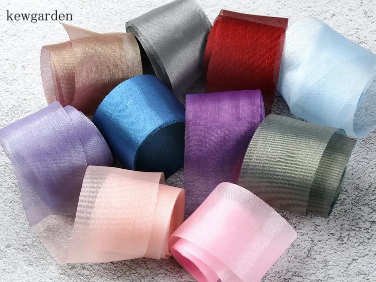 Kewgarden 50 мм 2 &quotжемчужная пряжа шифоновые ленты вручную изготовленная лента DIY