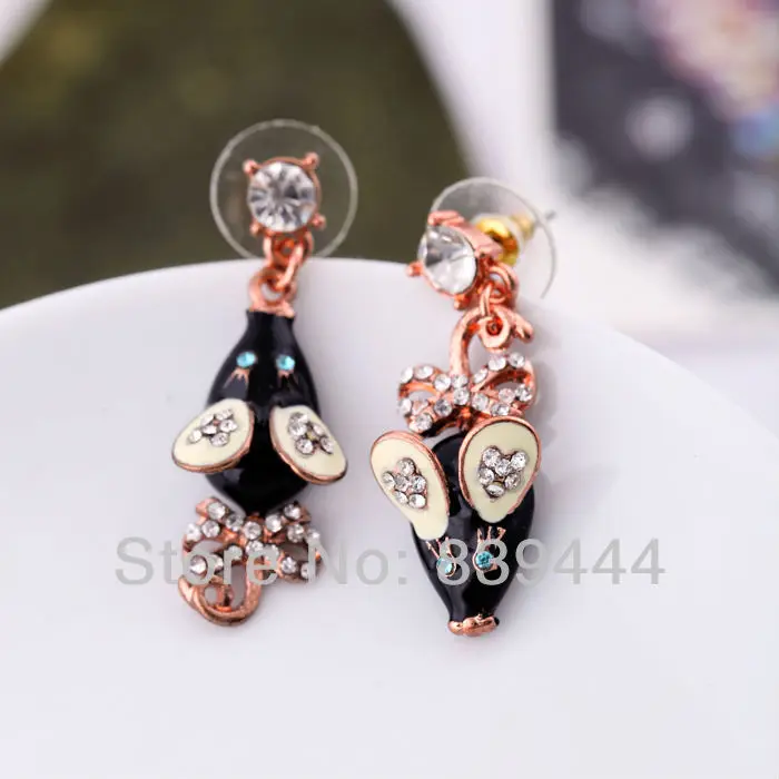 Модные новые ювелирные изделия кристалл черные серьги в виде мышей|earrings screw|jewelry