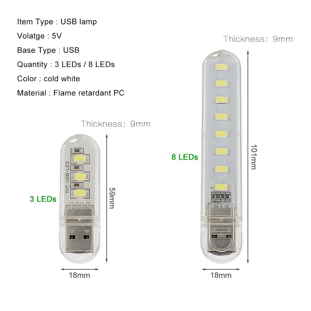 DeFong 5 В 3/8 светодио дный Бусы яркие мини USB Light Компьютер лампы Лампы для чтения