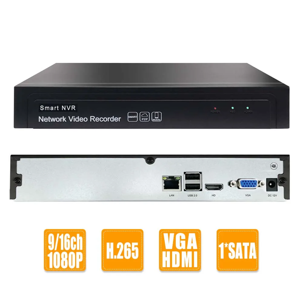 Full HD 16CH 2MP 1080 P H.265 Выход CCTV NVR 9CH 5MP безопасный видеорегистратор Onvif 2 6 IP Камера 1 SATA P2P