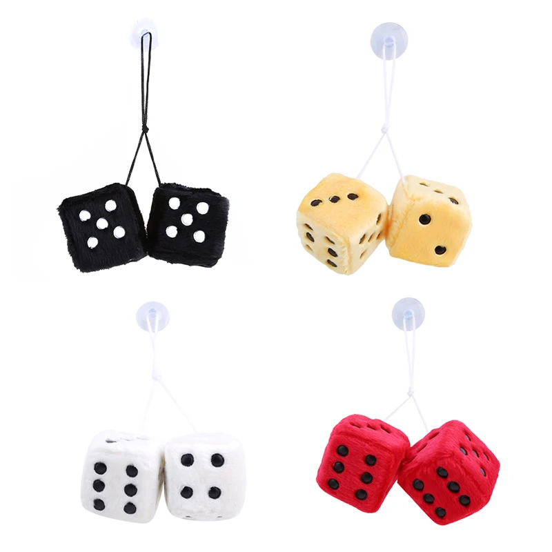 2 шт./компл. Висячие автомобильные пушистые игральные кости в белый горошек