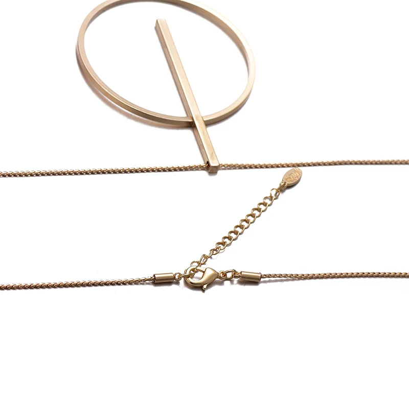 Женская Длинная цепочка золотистого цвета Простое Элегантное ожерелье с кулоном