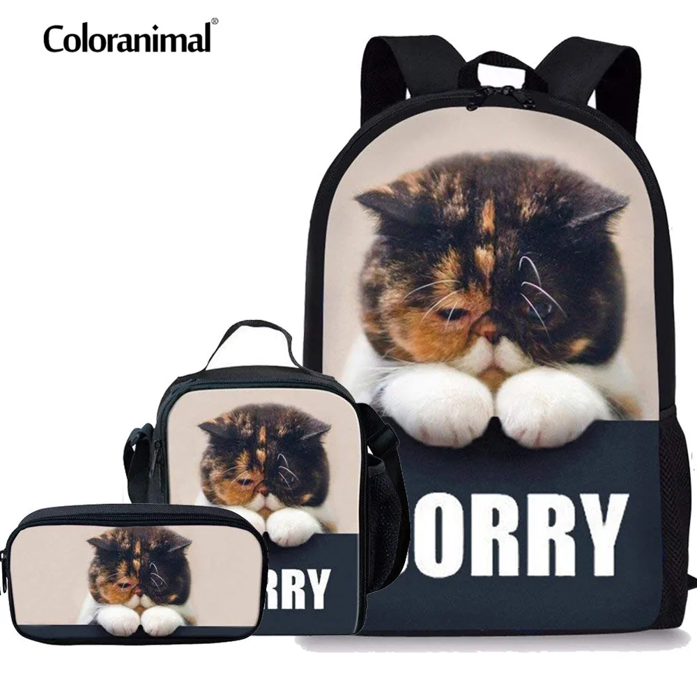 

Школьный ранец Coloranimal с принтом милой собаки кошки, детский школьный рюкзак для подростков, набор портфелей для младшей школы, школьный порт...