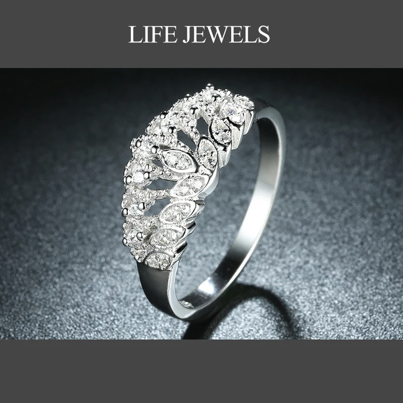 Оригинальные кольца в виде короны из стерлингового серебра 100% пробы с фианитами