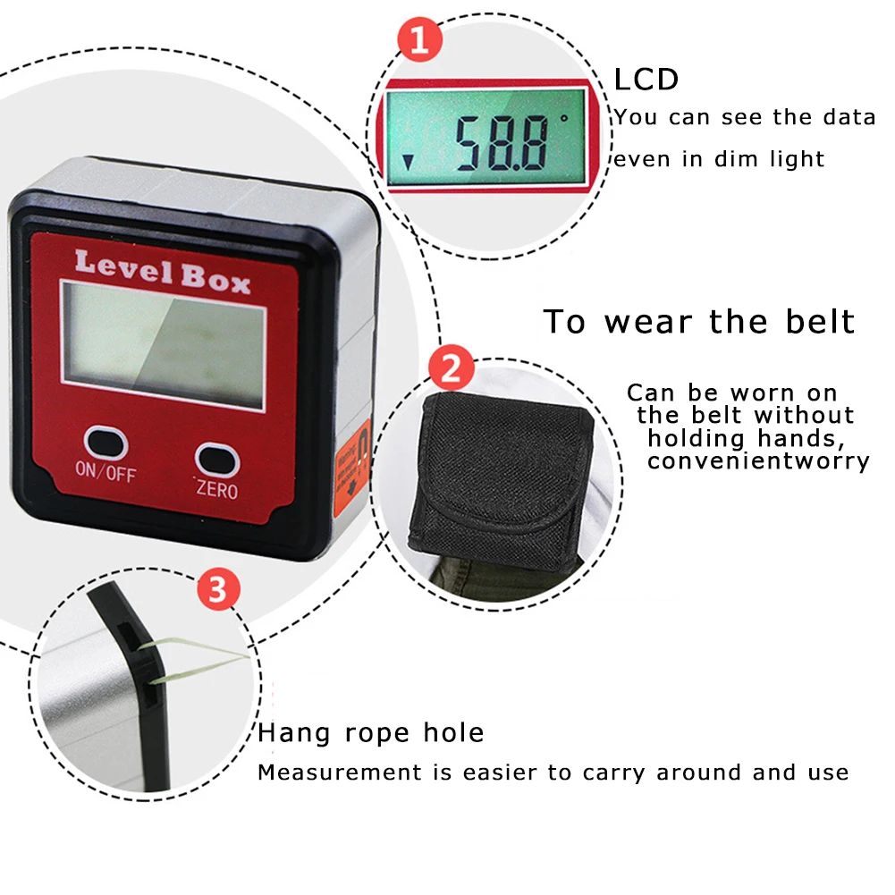 Red 2 Key Precision Electronic Digital Inclinometer Slope Meter Level Protractor Angle Box | Инструменты