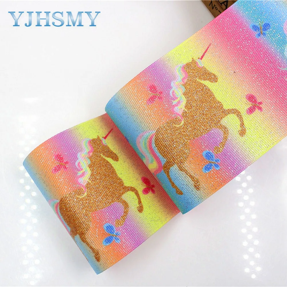 YJHSMY 1711143 75 мм 5 ярдов узор лошадь со вспышкой термопередача grosgrain Свадебные