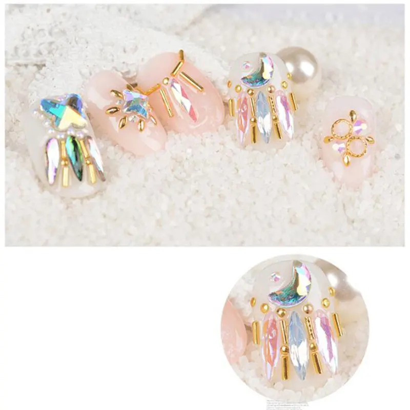 10 шт. цветные длинные водостойкие Стразы AB для дизайна ногтей Блестящие