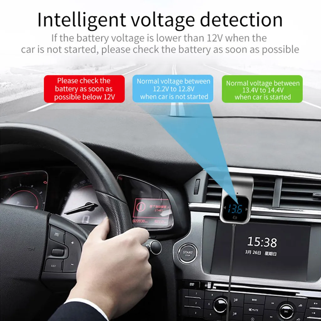 Беспроводной Bluetooth FM передатчик автомобильный комплект светодиодный цифровой дисплей Bluetooth MP3 плеер двойной порт USB зарядное устройство Автомобильный пусковой механизм