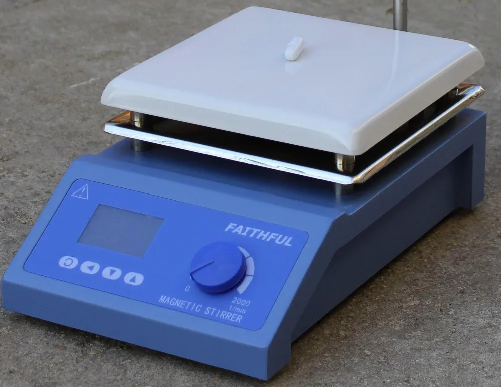 SH-4C Laboratory Digital Magnetic Stirrer with heating 19x19cm Ceramic Panel 100-2000 RPM 5L Volume Temperature Control Display |