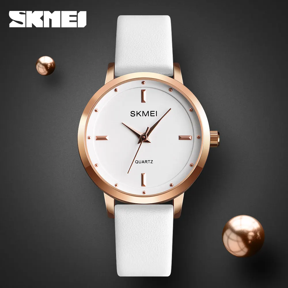SKMEI бренд Высокое качество для женщин часы роскошные кожаные женские Montre Femme