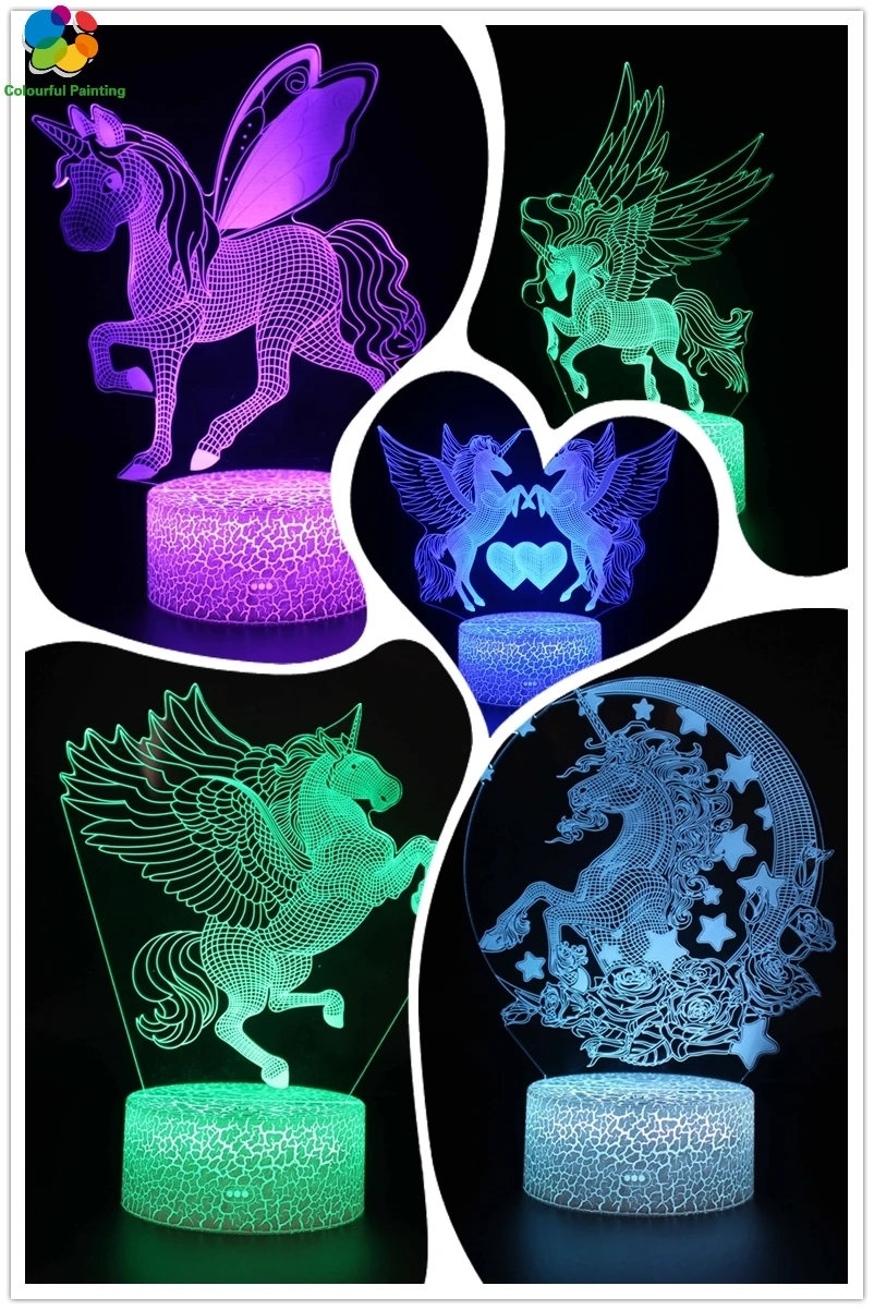 Пульт дистанционного управления Единорог 3D свет светодиодный трещины база