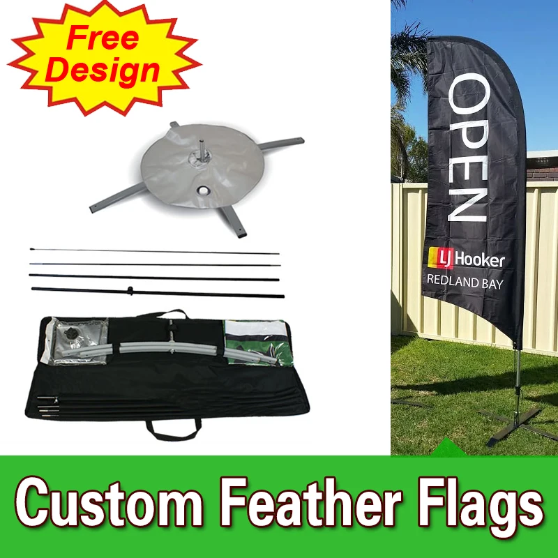 Free Design Free Shipping Single Sided Flags with Cross Base Cheap Golf Day Banners Outside Advertising Flags Tall Flags