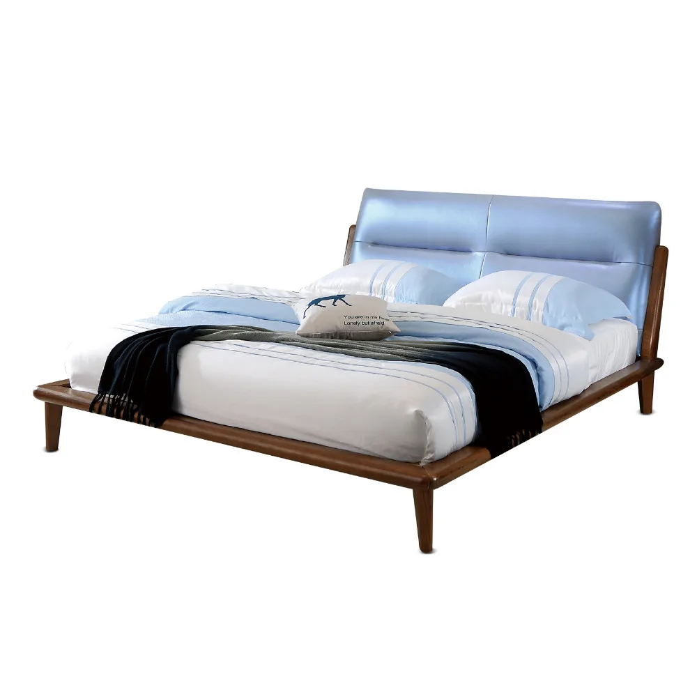 

1212H303F Modern Simple Original Nordic style Asho solid wood with stable ranked skeleton soft bed-rest large bed frame
