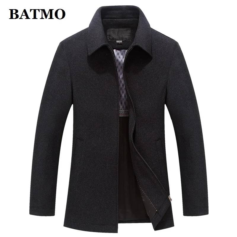 GREY BATMO Новое поступление осень и зима высокое качество шерсть Повседневный Тренч для мужчин, мужские зимние шерстяные куртки, большие размеры M-XXXL 8838 - Цвет: GREY