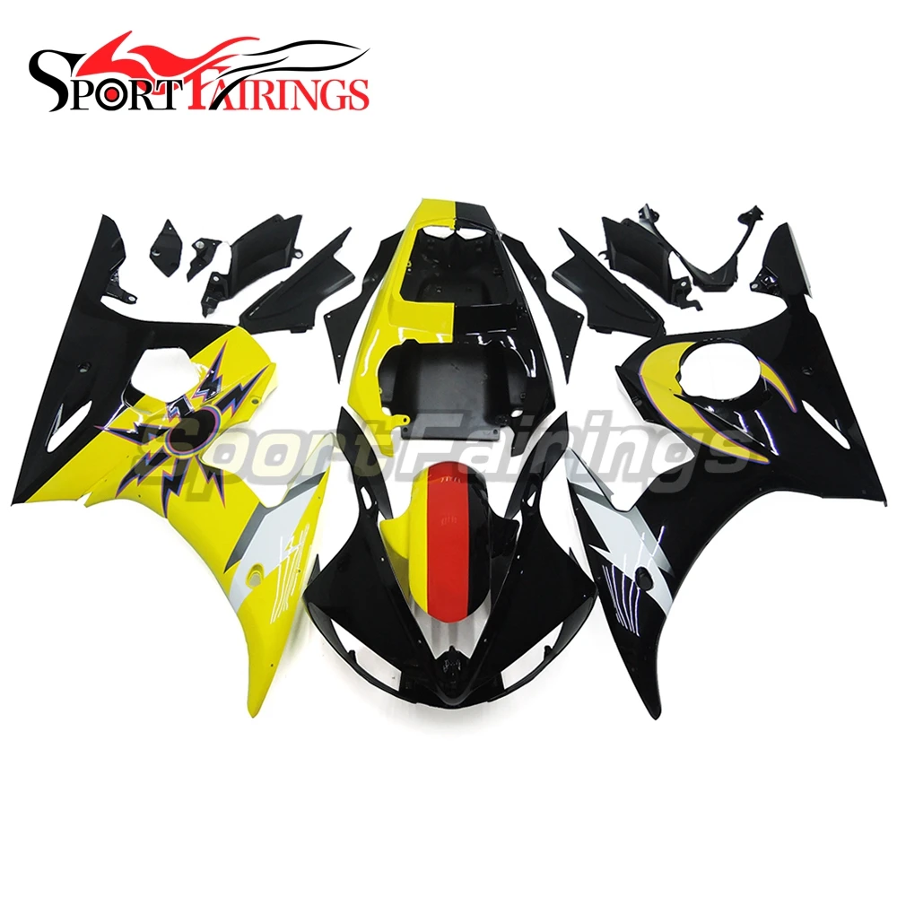 

ABS Injection Fairings For Yamaha YZF600 R6 05 2005 Plastic Motorcycle Fairing Kit Bodywork Yellow Black Cowling Cover Hulls New