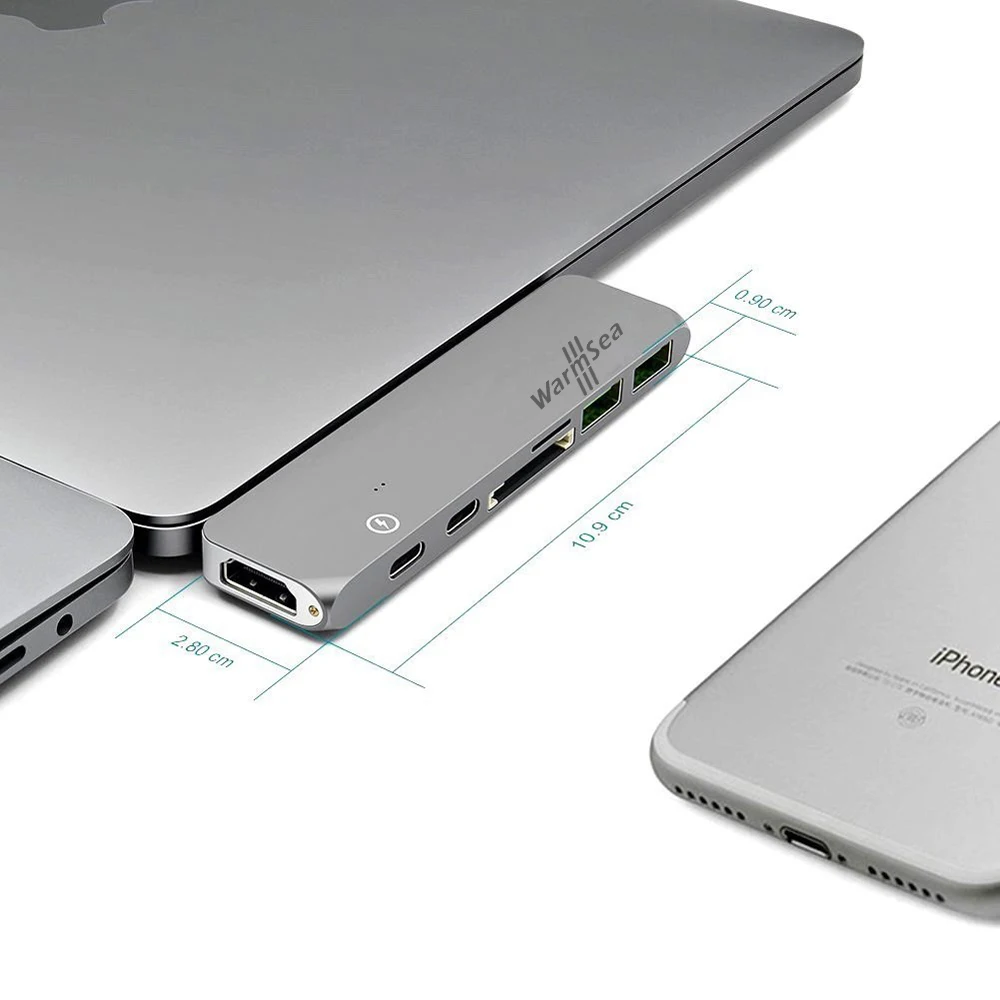 Usb type C концентратор адаптер док-станция Thunderbolt 3 с USB-C HDMI 4 К USB 0 SD и Micro кардридер для