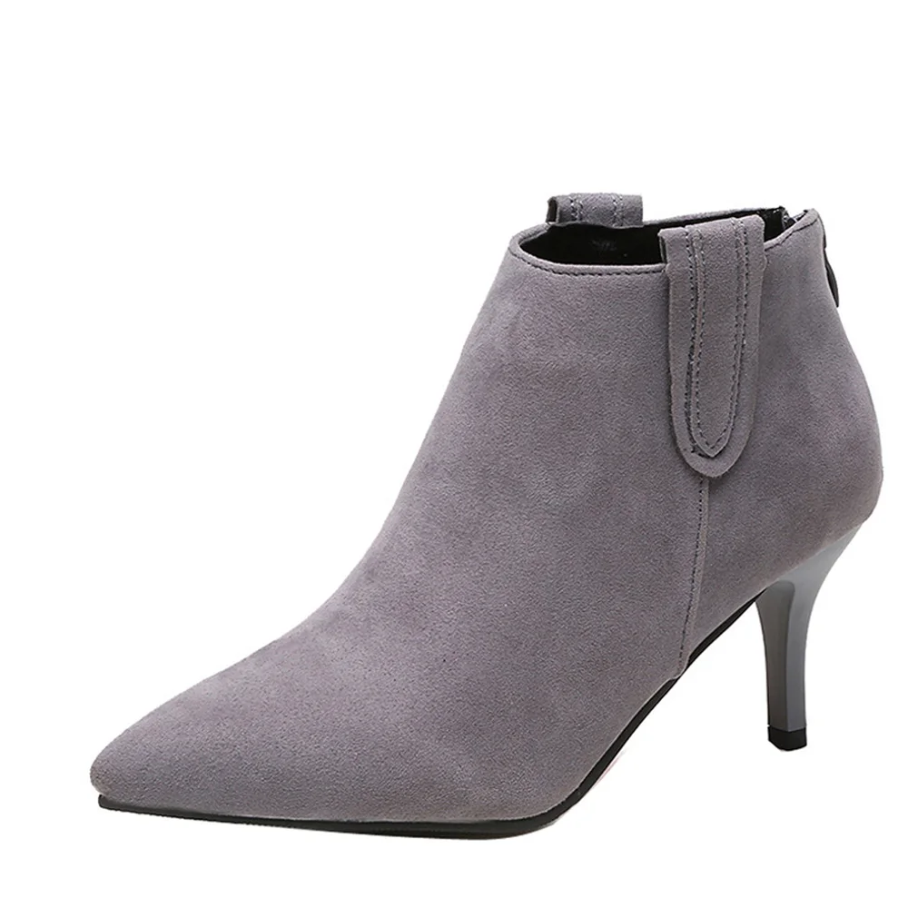 Женская обувь с острым носком ботильоны на высоком каблуке из искусственной