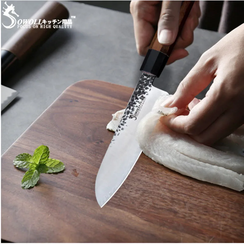 Liang Da ручной работы дамасский кухонный нож кованый из высокоуглеродистой стали