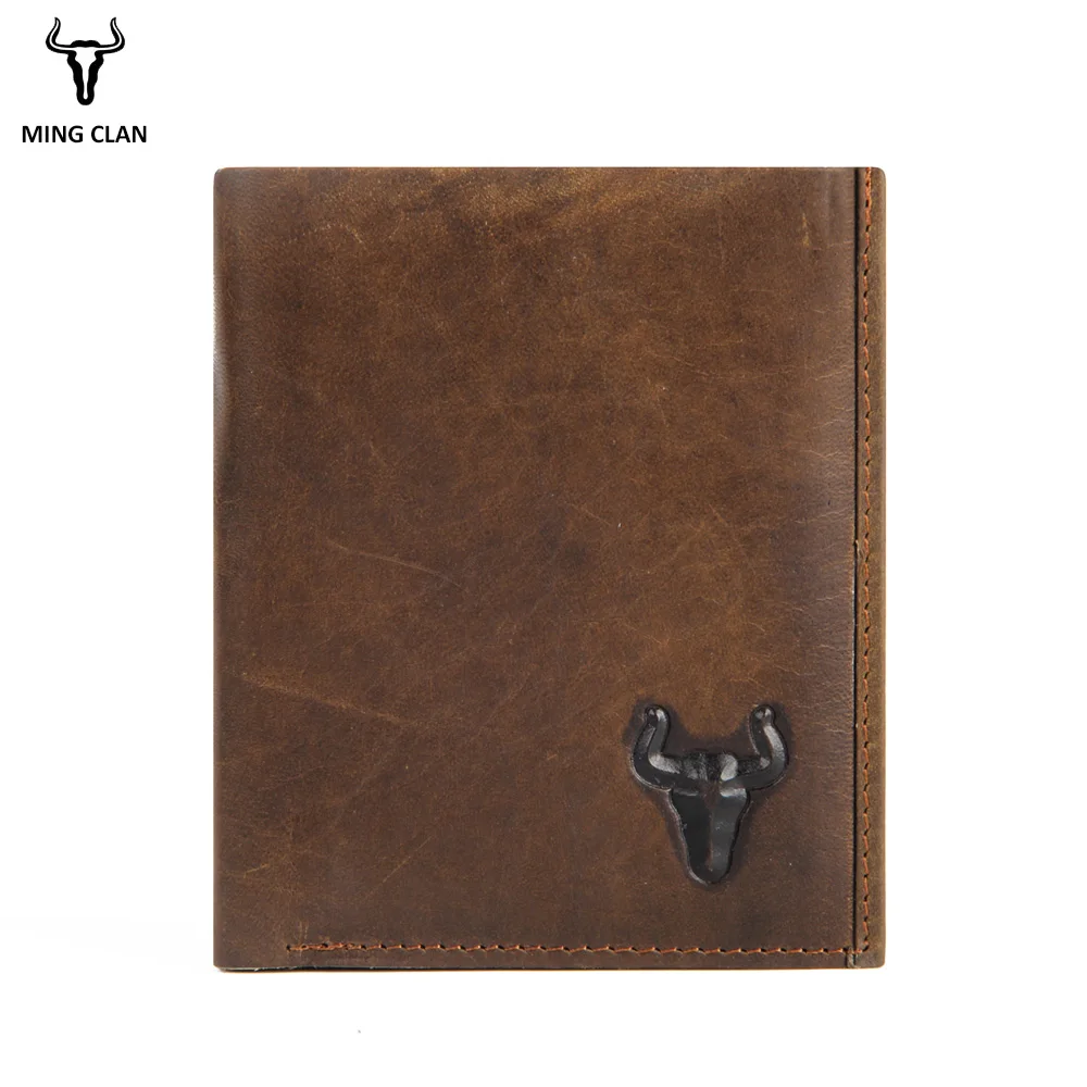 Винтажный дизайнерский короткий кошелек Mingclan из натуральной воловьей кожи для мужчин, кредитница с кармашком для мелочи, мужские бумажники