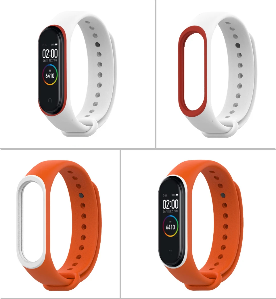 Цветной браслет mi Band 3 4, силиконовый ремешок на запястье для Xiaomi mi Band 4, аксессуары для браслета mi band 4, сменные двухцветные ремни