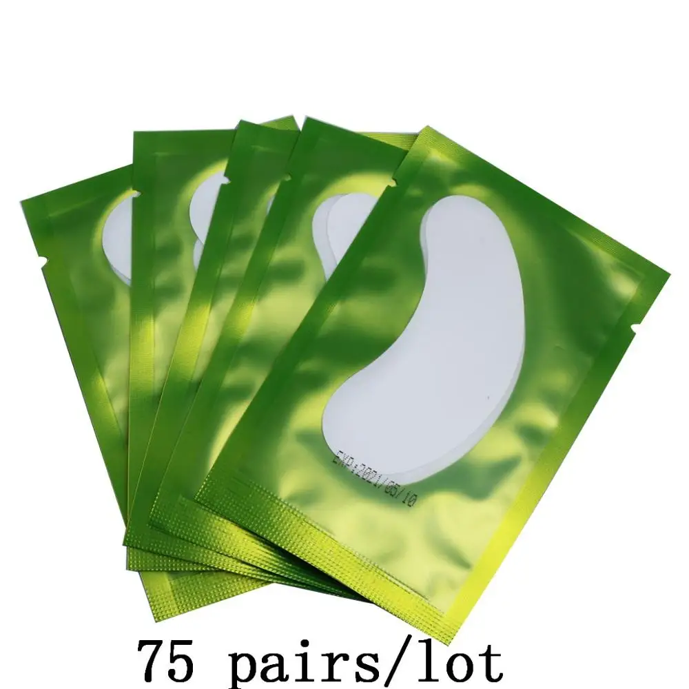 Green 75 Накладки для ресниц, 25/50 пар, накладки для ресниц, гелевые накладки для прививки ресниц под глазами, накладки для наращивания ресниц, бумажные наклейки, инструменты - Цвет: Green 75
