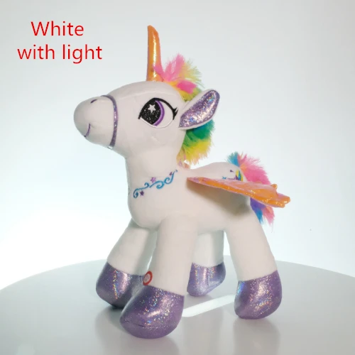 white with light Дропшиппинг 36 см Креативный светодиодный Радужный Единорог Мягкие плюшевые игрушки Светящиеся куклы милые животные Единорог игрушка для детей подарок на день рождения - Цвет: white with light