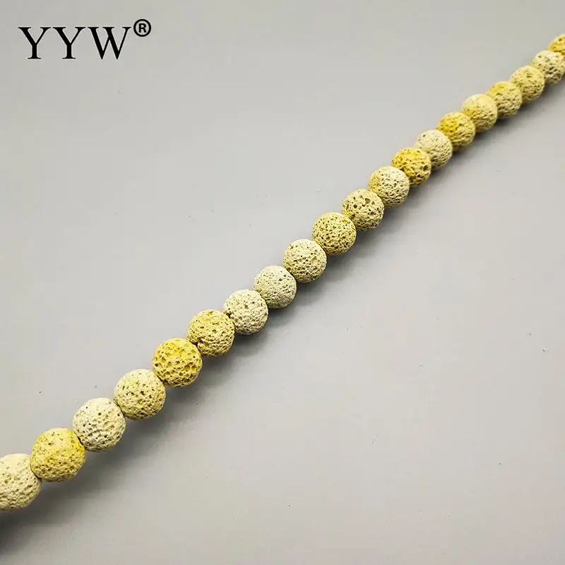 light yellow 6, 8, 10 мм, разноцветные бусины из лавы, бусины из вулканического камня, свободные бусины-разделители для изготовления браслетов своими руками - Цвет: light yellow