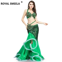 sexy belly dancing outfit for women stage performance belly dancer dress sequined peacock carnival belly dance costume bra skirt