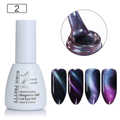 10 ml Color 2 BORN PRETTY 10 мл Магнитный Гель-лак хамелеон 3D эффект кошачьих глаз гель замочить от УФ-Гель-лак для маникюра ногтей УФ-цвет - Цвет: 10 ml Color 2