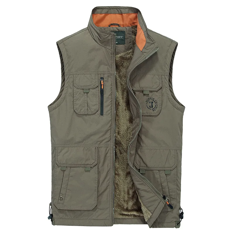 

Autumn Winter Summer Men Smart Casual Vest Stand Collar Tactical Military Male Waistcoat Multi Pocket Gilete Plus Size 6XL