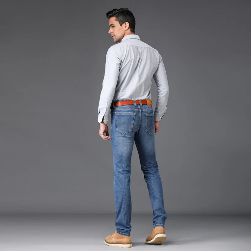 2018 Mens Blue Jeans Slim Fit Stretch Denim Casual Quality Pants Business Trousers for Man Boys Jean Homme | Мужская одежда
