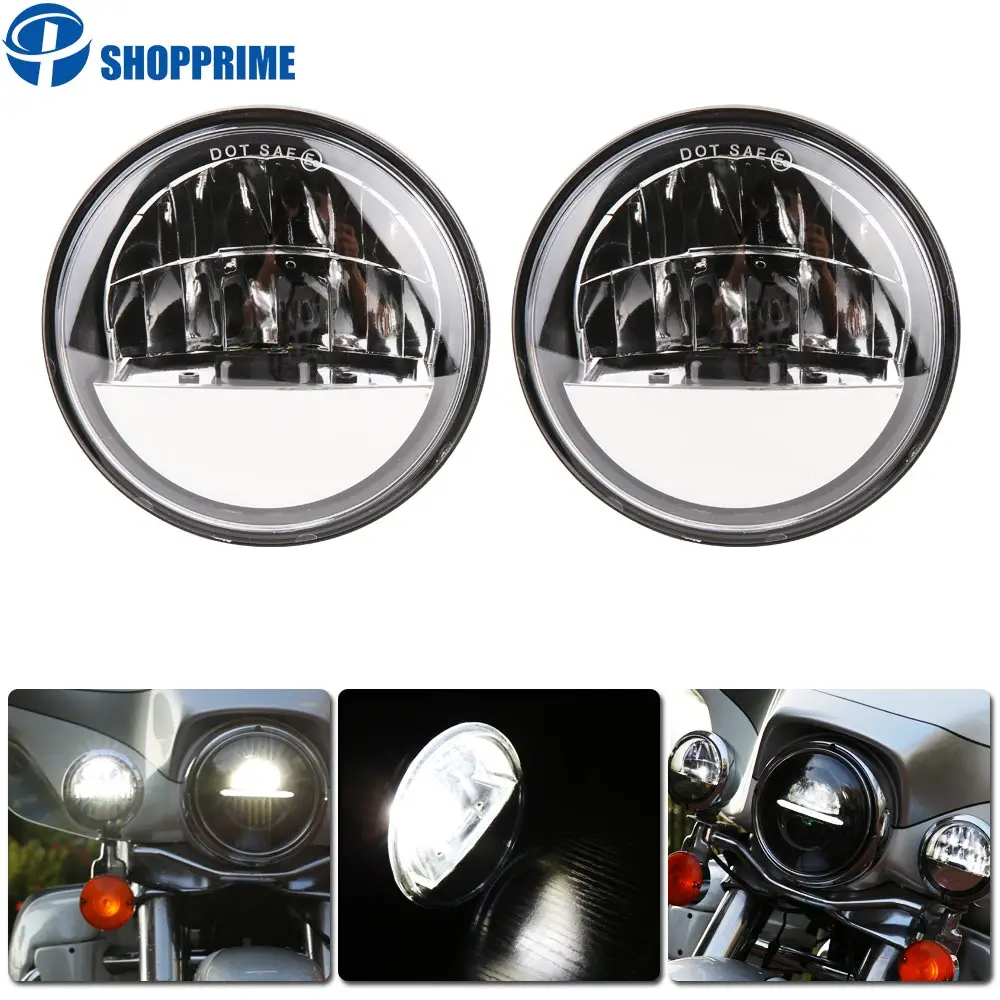 

Dot approved 2 PCS Chrome 4,5 дюйма светодиодная фара ближнего света светодиодные противотуманные фары для мотоцикла, вспомогательная лампа