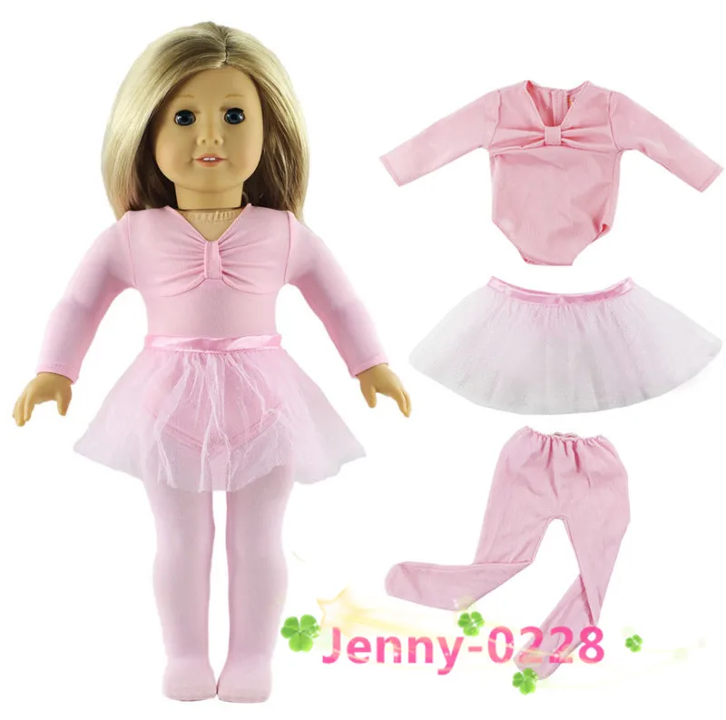 Балетное платье 3 в 1 топ + юбка колготки 18 дюймов американская кукла|doll clothes|clothes for