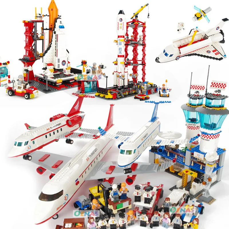 Technic Block город аэропорт авиация самолет космический челнок строительные блоки