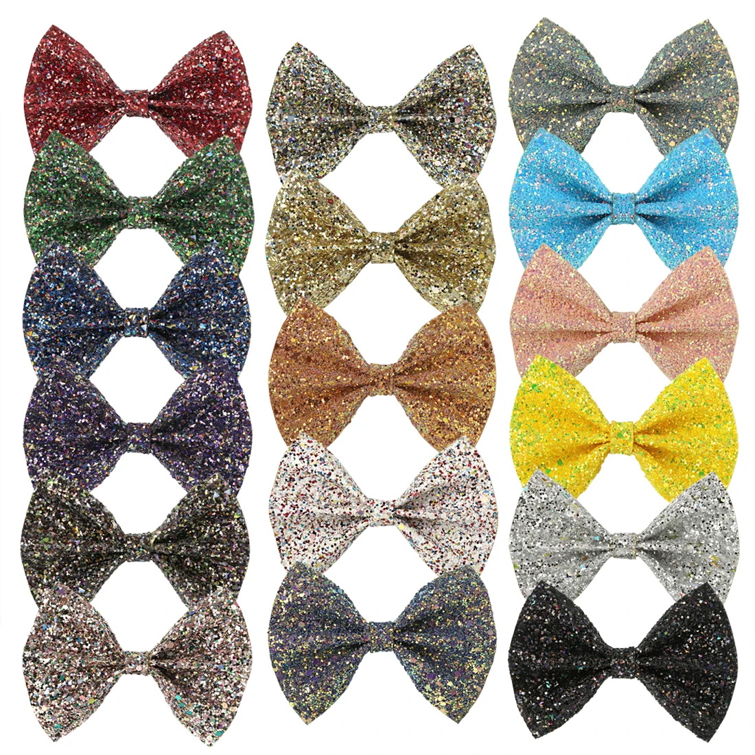 16 шт./лот 4 дюйма бантики для волос с пайетками без зажимов Blingbling Bowknot DIY кожаные