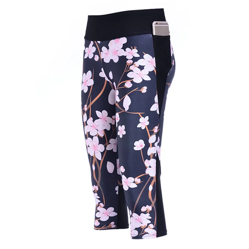 WF425 summer pop women sportswear trousers peach blossom printing female girls sexy hip gym fitness running pants workout | Спорт и