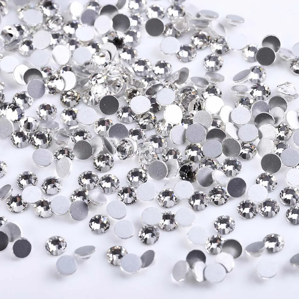 SS3-SS30 Mix Size Crystal Clear Non Hotfix Flatback Manicure Rhinestones Nail Rhinestones For Nails 3D Nail Art Decorations Gems