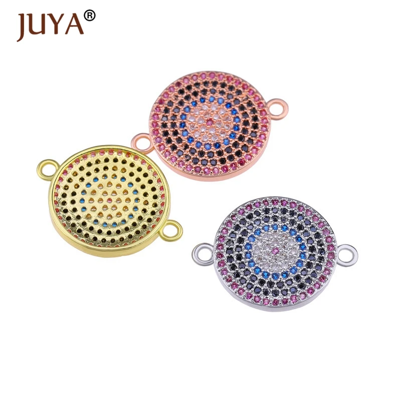 Jewelry Making Supplies Multi-color AAA Cubic Zirconia Rhinestone Round Evil Eye Charm Pendants Connectors For | Украшения и
