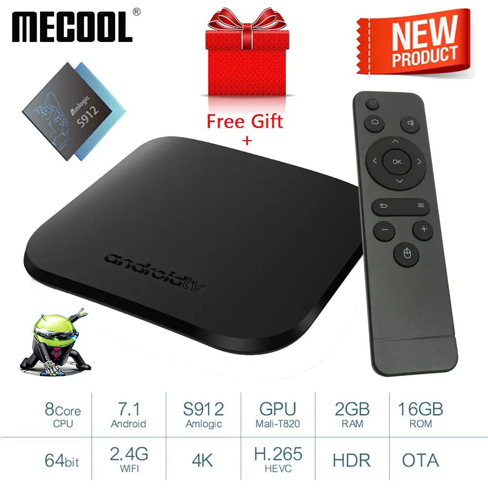Mecool M8S плюс L Android 7 1 ТВ Box Amlogic S912 Octa Core 2 Гб оперативной памяти 16 встроенной WI FI H.265 4 K