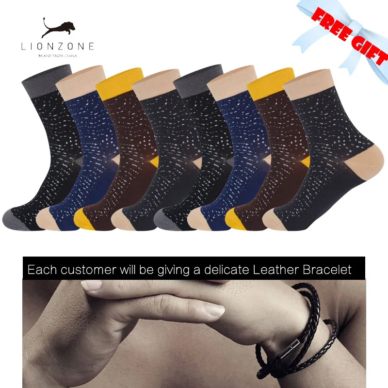 Lionzone 8 пар/лот теплые Бамбуковые мужские носки со снежными пятнами Meias Masculinas Atacado